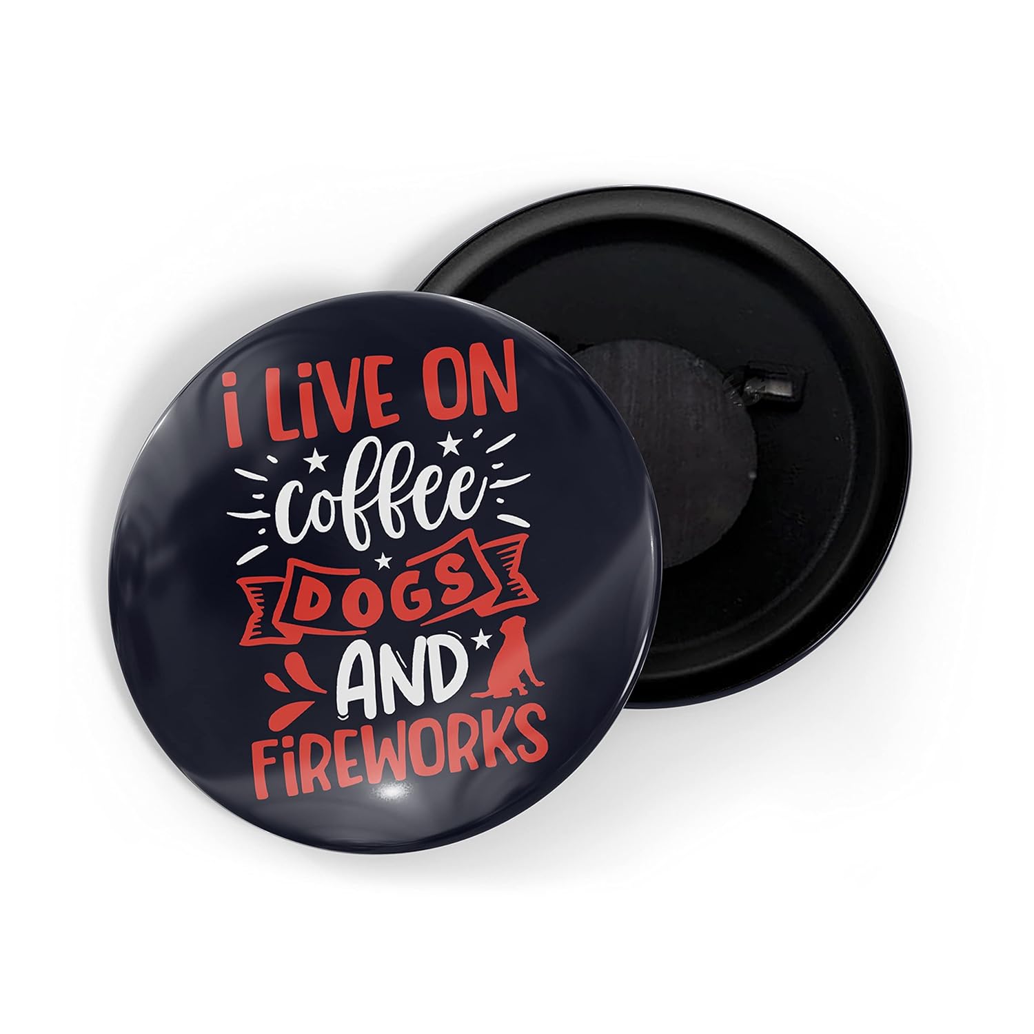 dhcrafts Fridge Magnet Black I Live O Coffee, Dogs And Networking Glossy Finish Design Pack of 1 (58mm)